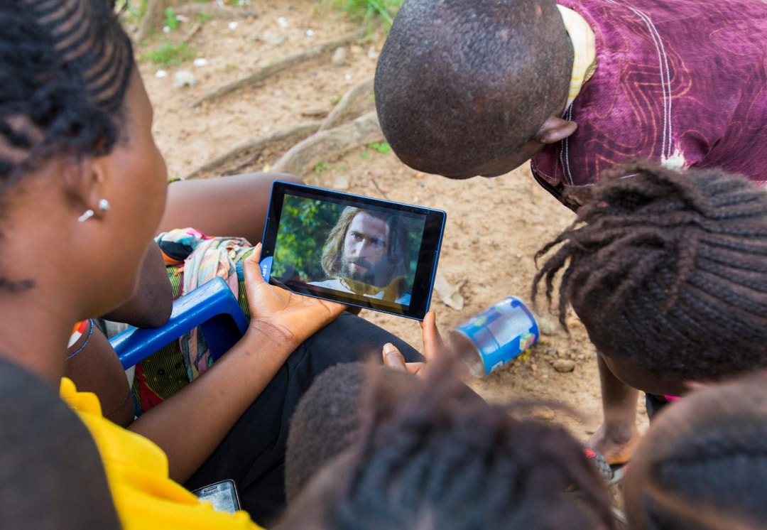 JESUS Film app tool for tablet in Sierra Leone, Africa